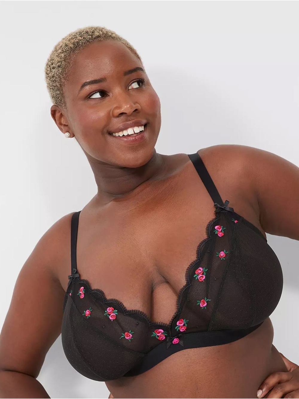 Cacique Embroidered No-Wire Triangle Bra Set - Picture 13 of 14